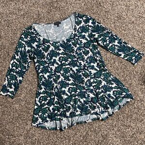 The Limited Floral Blue and Green Hi-Lo Tunic Top